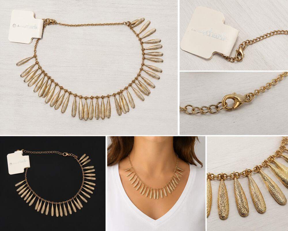 Charming Charlie Gold-Tone Fringe Statement Necklace